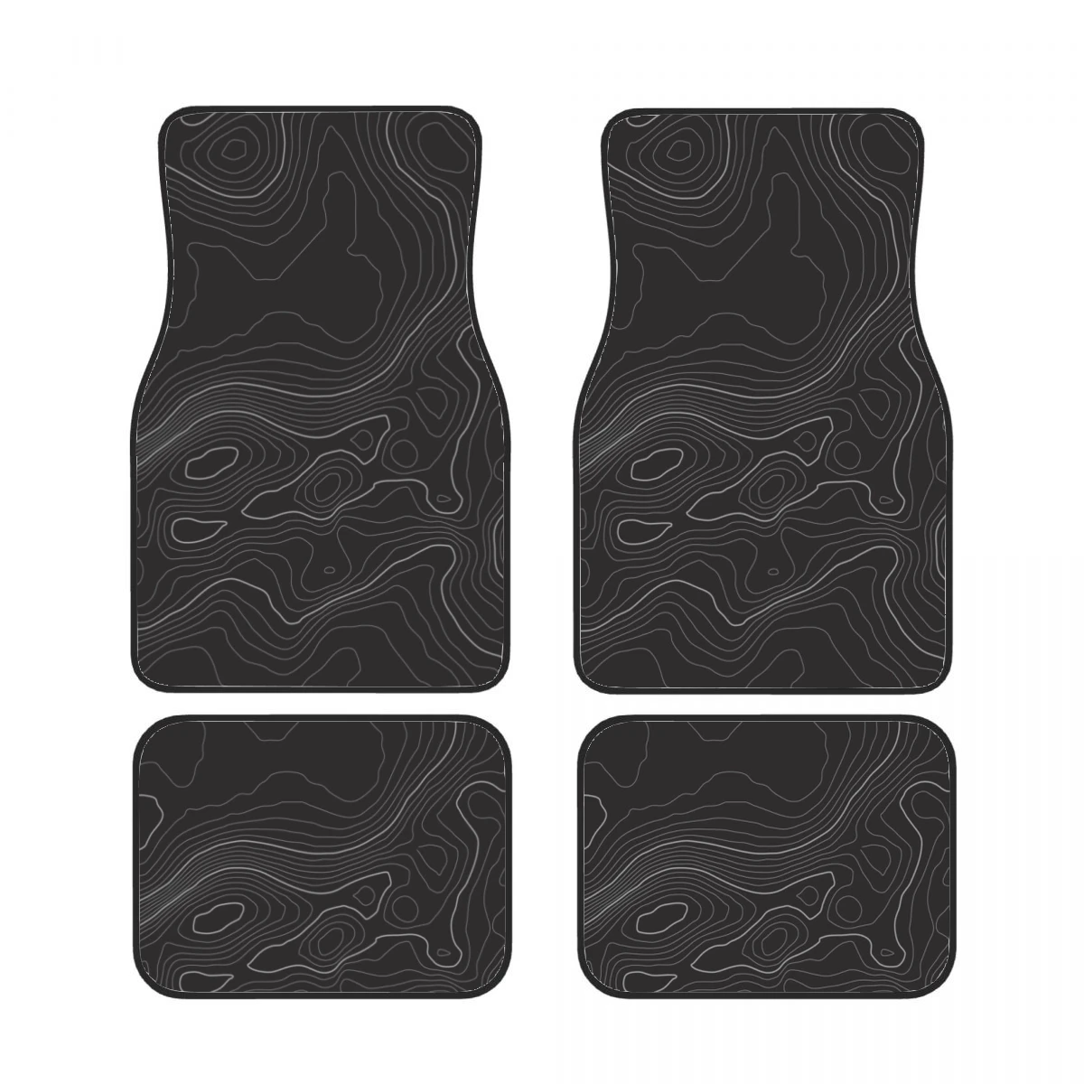 Customizable Topographic Car Floor Mats 4 Piece Set Front and Rear