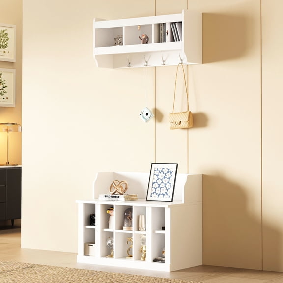 Customizable Wall - Mounted and Shelf - Adjustable Bench / Optimal Storage for Foyer