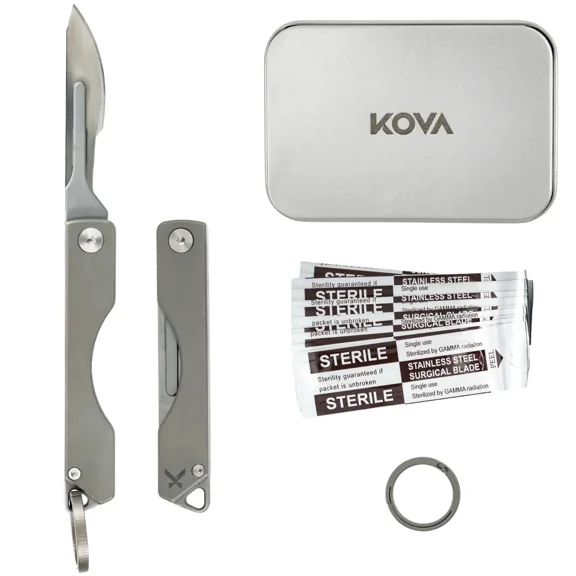 KOVA Precision Key Folding Knife with Magnetic Closure Titanium Keychain Utility Tool