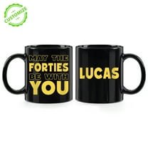 Customizaholic 40th Birthday Mug – May The Forties Be With You – Personalized Custom Name Coffee Mug Gift for Men Women