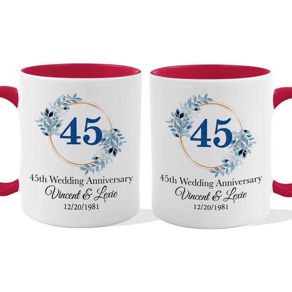 Customizaholic 45th Wedding Anniversary Personalized Couple Mug – Custom Names & Date Anniversary Coffee Mug Gift