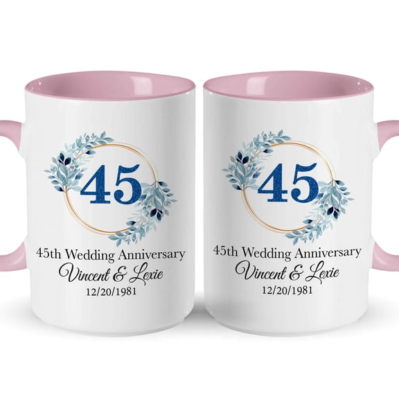 Customizaholic 45th Wedding Anniversary Personalized Couple Mug – Custom Names & Date Anniversary Coffee Mug Gift