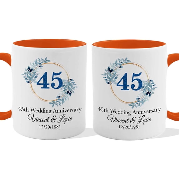 Customizaholic 45th Wedding Anniversary Personalized Couple Mug – Custom Names & Date Anniversary Coffee Mug Gift