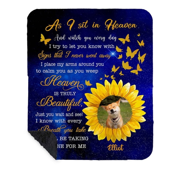 Customizaholic A Hug From Heaven Personalized Memorial Blanket, Sympathy Gift with Photo, In Loving Memory Remembrance Throw
