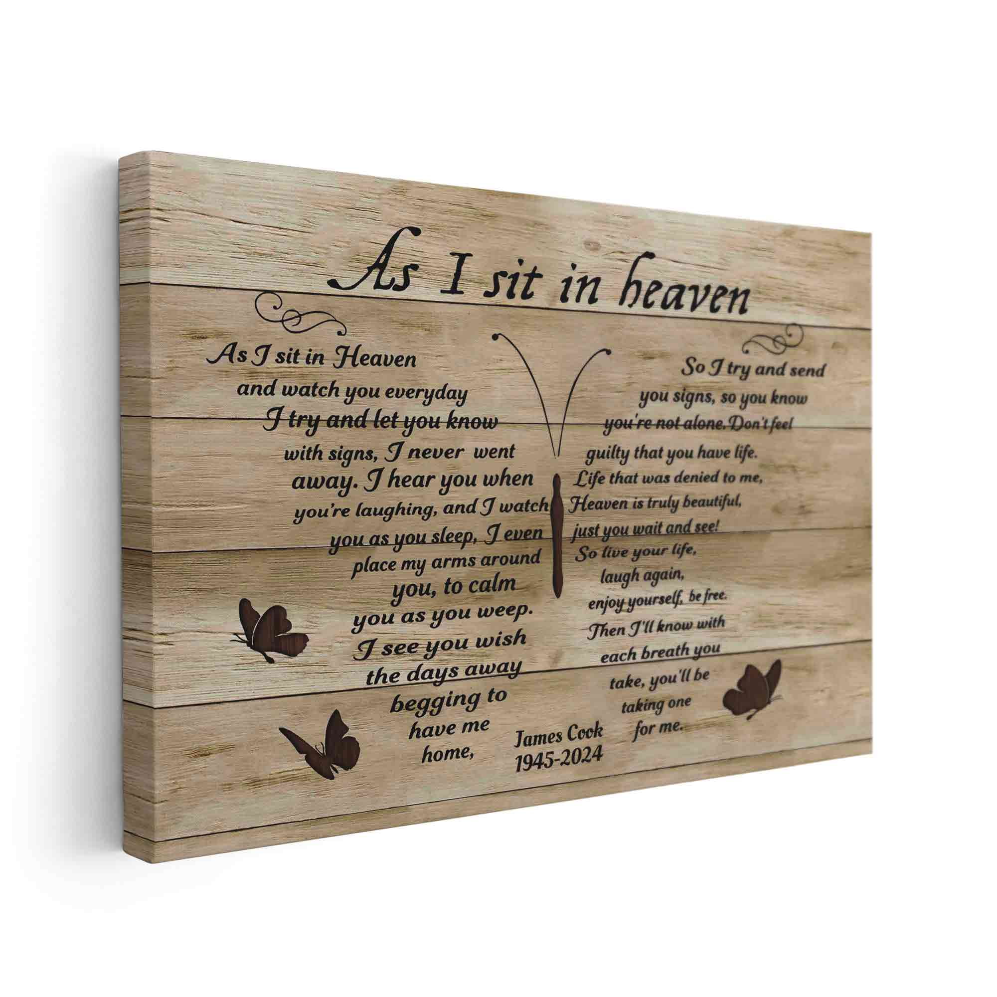 Highuppo As I Sit in Heaven Memorial Poem Wall Art Deco Poster Landscape Bathroom Decorative Modern Picture Paintings for Hallway (20.00'' x30.00'',Framed