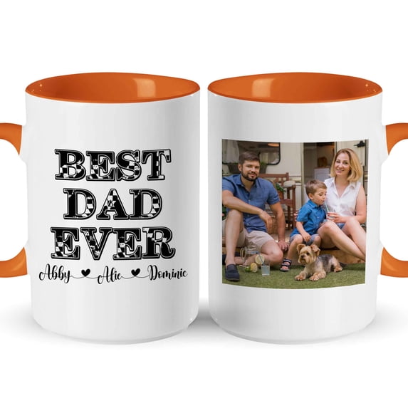 Customizaholic Best Dad Ever Personalized Photo Mug with Kids Names – Custom Father’s Day Coffee Mug Gift