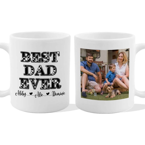 Customizaholic Best Dad Ever Personalized Photo Mug with Kids Names – Custom Father’s Day Coffee Mug Gift