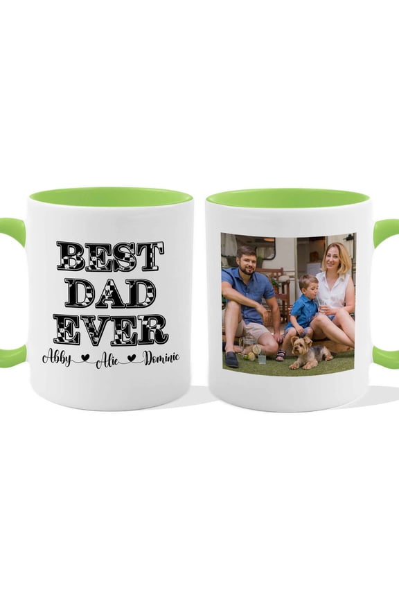 Best Dad Ever Personalized Photo Mug with Kids Names – Custom Father’s Day Coffee Mug Gift