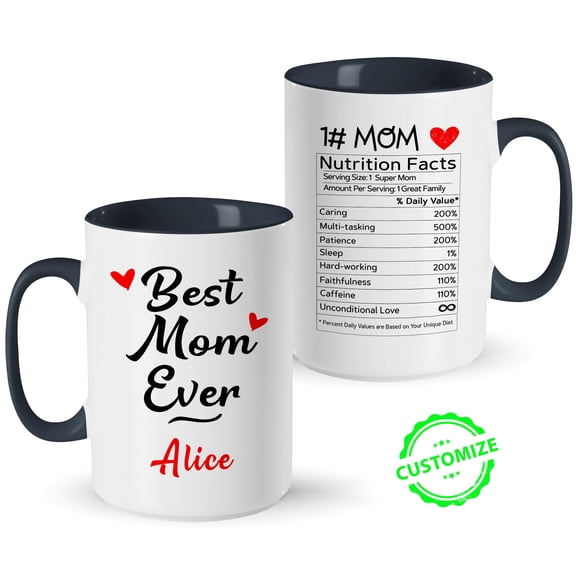 Customizaholic Best Mom Ever Mug – Personalized Custom Name Coffee Cup – Mother’s Day Gift