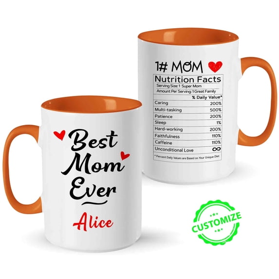 Customizaholic Best Mom Ever Mug – Personalized Custom Name Coffee Cup – Mother’s Day Gift