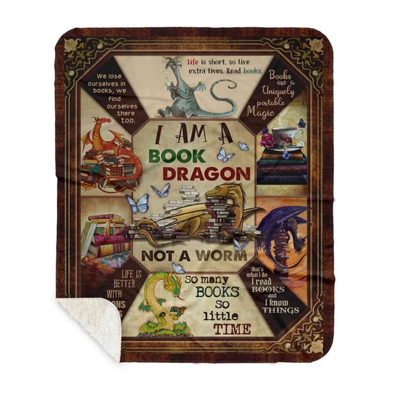 Customizaholic Book Blanket For Book Lovers, Book Lovers Gifts, Bragon Blanket