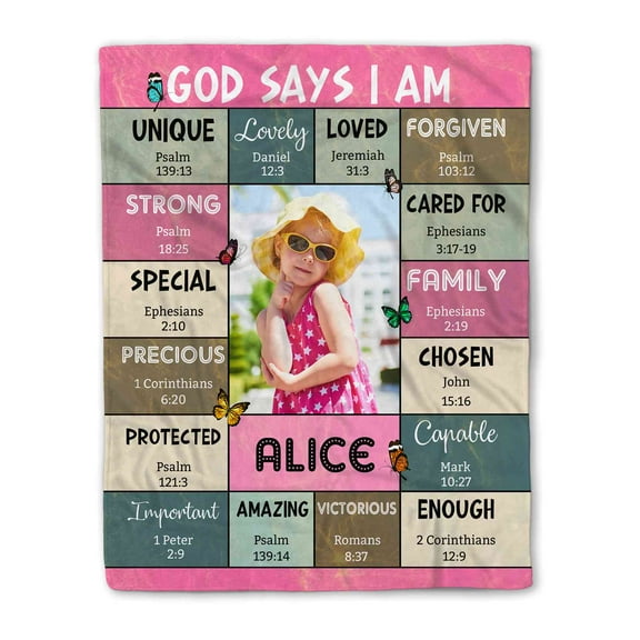 Customizaholic Christian Blanket, Custom Name Blanket, Scripture Blanket, Personalized Blankets With Pictures, Custom Photo Blanket, Bible Verse Blanket