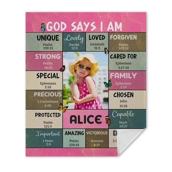 Customizaholic Christian Blanket, Custom Name Blanket, Scripture Blanket, Personalized Blankets With Pictures, Custom Photo Blanket, Bible Verse Blanket