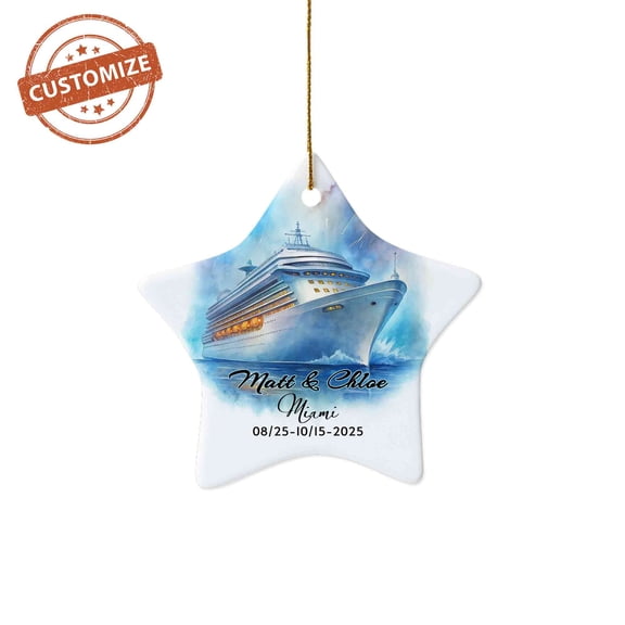 Customizaholic Cruise Trip Ornament, Personalized Cruise Vacation Keepsake, Custom Name & Date Gift for Couples 2025