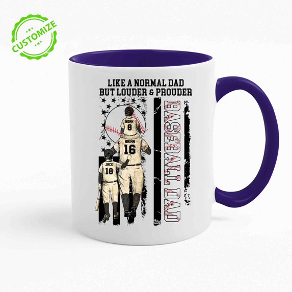 Customizaholic Custom Baseball Dad Mug, Personalized Dad with Kids Names Mug, Baseball Gift for Father, Loud and Proud Dad Mug, Father’s Day Gift, Custom Jersey Number Mug, Gift for Him