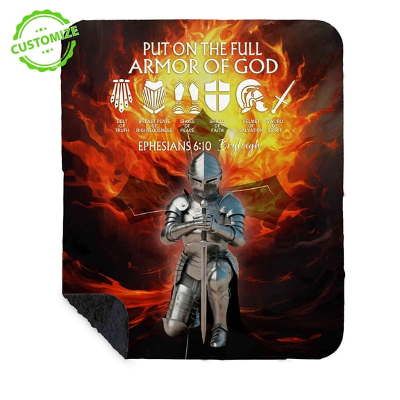 Customizaholic Custom Blanket With Name, Armor Of God Blanket, Religious Blanket, Jesus Blanket, God Blanket, Christian Blankets, Bible Verse Blanket, Religious Gifts, Christian Gifts For Women