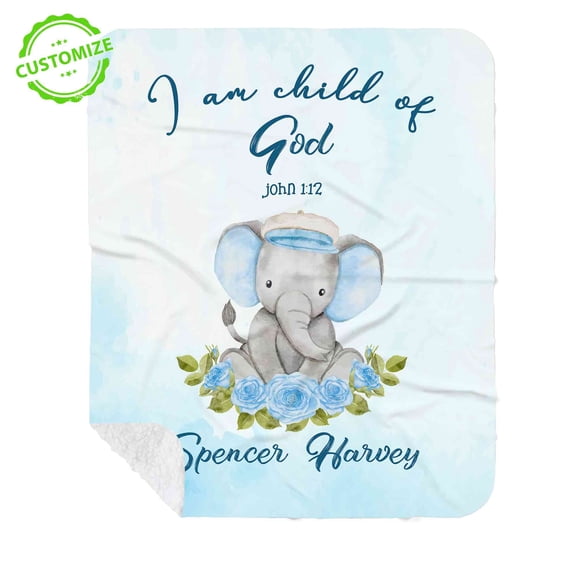 Customizaholic Custom Blanket With Name, Custom Name Blanket, Jesus Blanket, Healing Blanket, Elephant Blanket, Elephant Blanket For Baby
