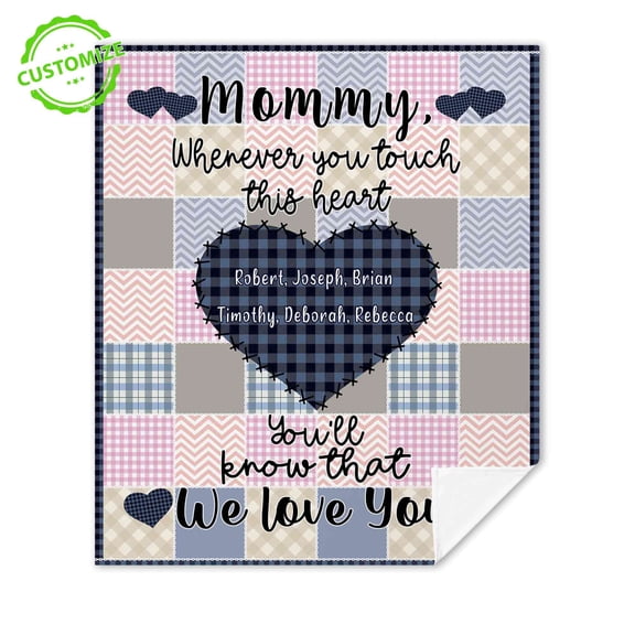 Customizaholic Custom Name Blanket, Name Blanket, Mom Blanket, Family Blanket