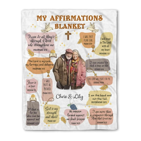 Customizaholic Custom Name Blanket, Photo Blanket, Scripture Blanket, Bible Verse Blanket, Couple Blanket, Healing Blanket, Prayer Blanket