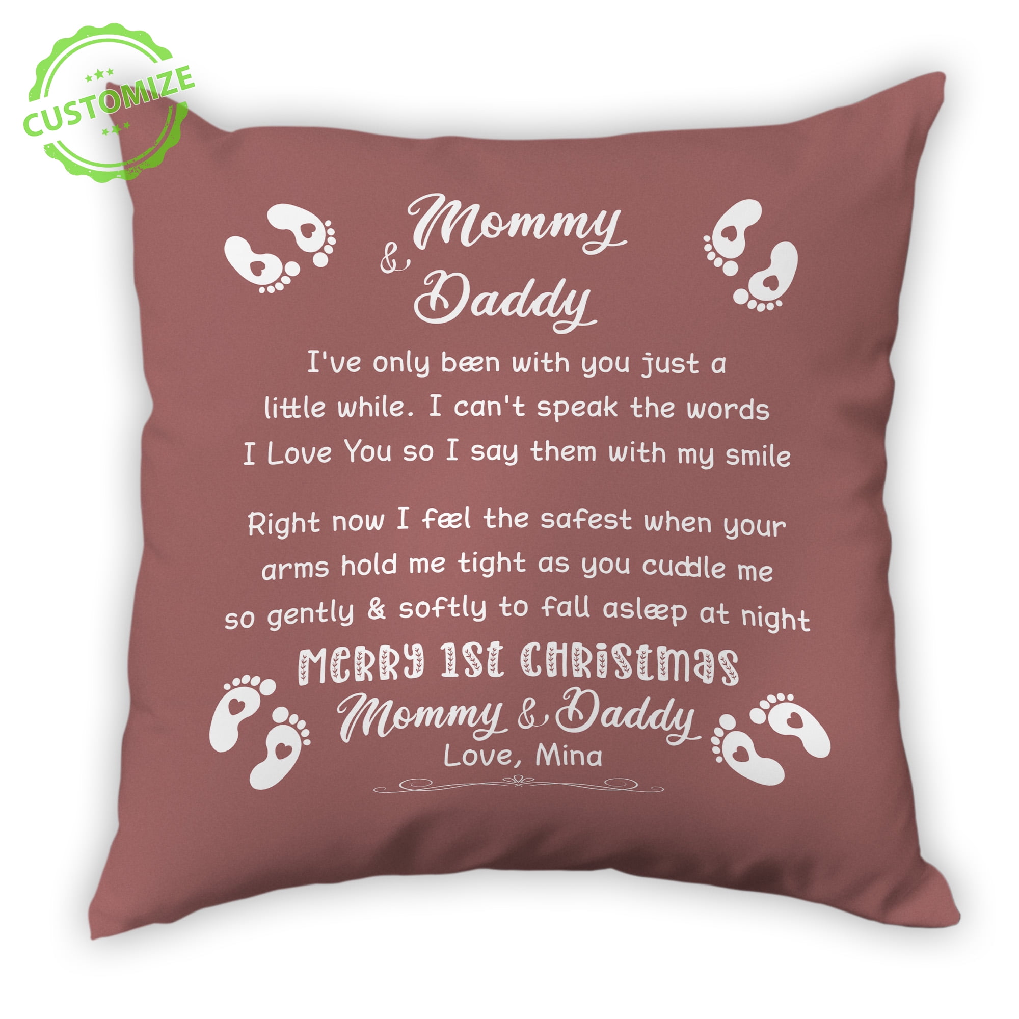 Personalized Baby 1st Christmas Elephant Pillow: Gift For New Parents, image size:2000x2000