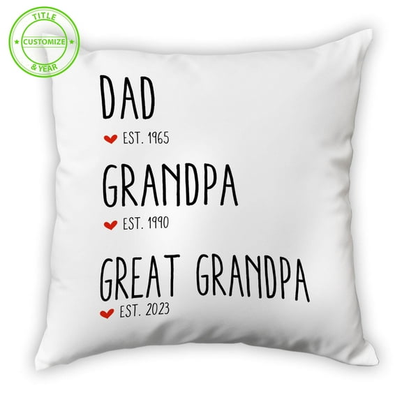Customizaholic Custom Name Pillow, Grandpa Pillow, Custom Pillow, Fathers Day Pillow
