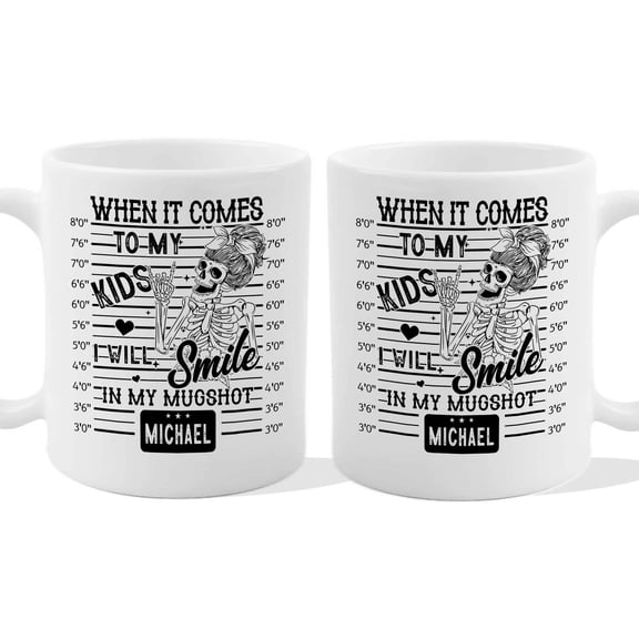 Customizaholic Funny Mom Humor Mug - Skeleton Mugshot Quote Design, Bold Attitude Artwork, Sarcastic Lifestyle Keepsake Gift