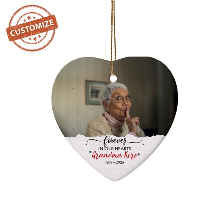 Customizaholic In Loving Memory Ornament, Personalized Grandma Memorial Keepsake, Custom Photo and Years Tribute Gift