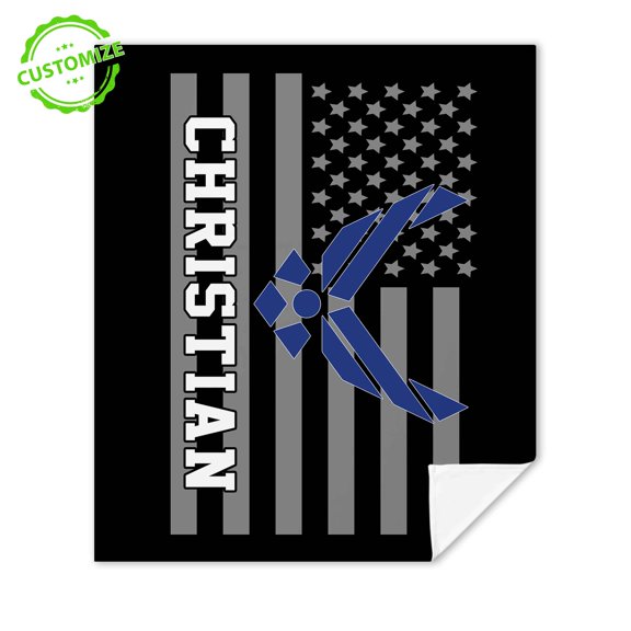 Customizaholic Personalized Astronaut Name Blanket - American Flag Space Design, Custom Name Statement Decor, Themed Keepsake Gift