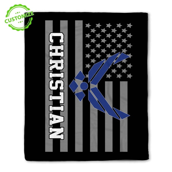 Customizaholic Personalized Astronaut Name Blanket - American Flag Space Design, Custom Name Statement Decor, Themed Keepsake Gift