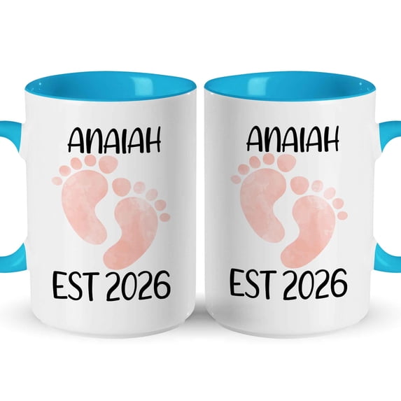 Customizaholic Personalized Baby Footprints Mug - Custom Name and Year Design, New Family Milestone Keepsake Gift