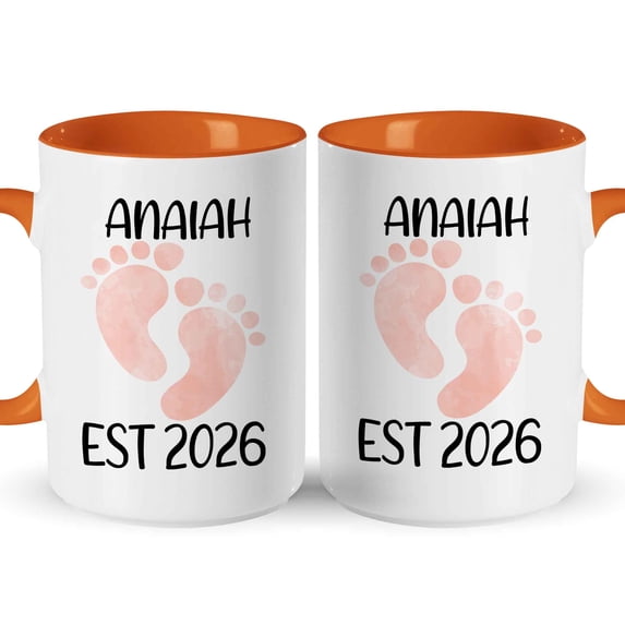 Customizaholic Personalized Baby Footprints Mug - Custom Name and Year Design, New Family Milestone Keepsake Gift