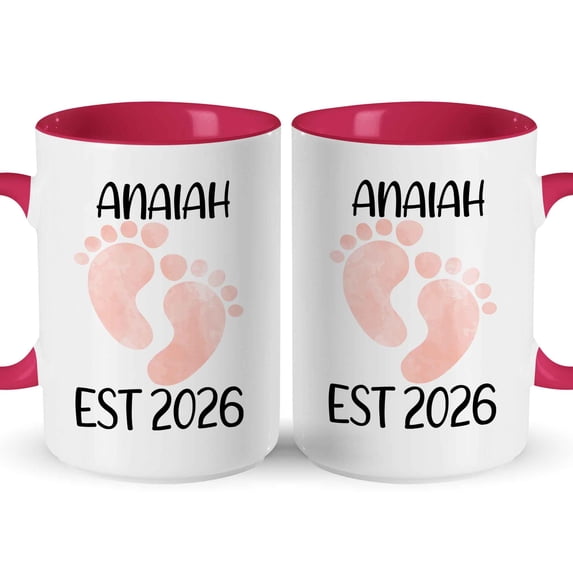 Customizaholic Personalized Baby Footprints Mug - Custom Name and Year Design, New Family Milestone Keepsake Gift