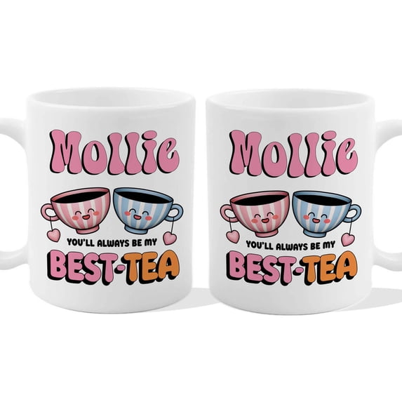 Customizaholic Personalized Best-Tea Mug – Cute Custom Name Friendship Tea Cup Gift
