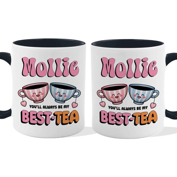 Customizaholic Personalized Best-Tea Mug – Cute Custom Name Friendship Tea Cup Gift