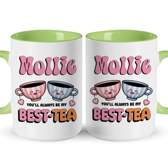 Customizaholic Personalized Best-Tea Mug – Cute Custom Name Friendship Tea Cup Gift
