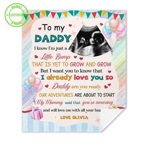 Customizaholic Personalized Blanket, Christmas Gift For Dad, Dad Blanket, Ultrasound Blanket