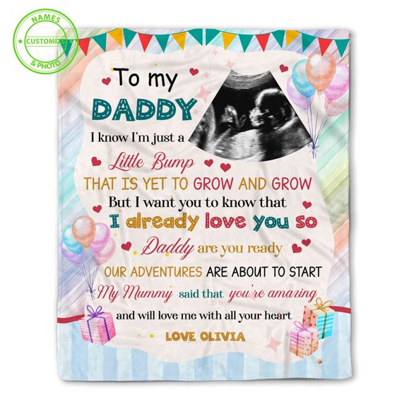 Customizaholic Personalized Blanket, Christmas Gift For Dad, Dad Blanket, Ultrasound Blanket