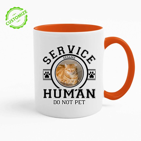 Customizaholic Personalized Cat Mug - Service Human Do Not Pet - Custom Name Coffee Cup for Cat Lovers - Funny Gift for Cat Owners