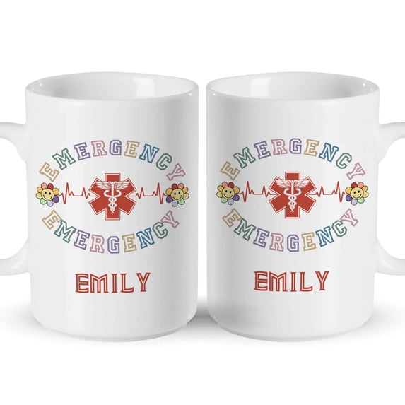Customizaholic Personalized Emergency Theme Mug - Custom Name Medical Symbol Design, Bold Professional Keepsake Gift
