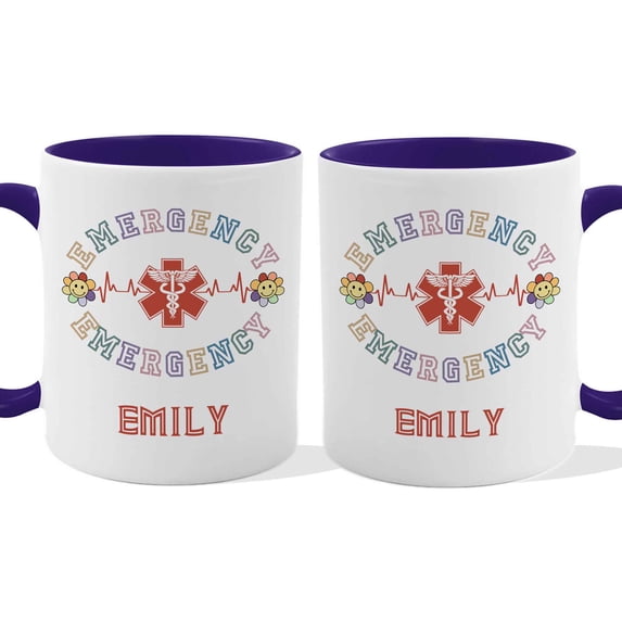 Customizaholic Personalized Emergency Theme Mug - Custom Name Medical Symbol Design, Bold Professional Keepsake Gift