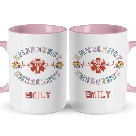 Customizaholic Personalized Emergency Theme Mug - Custom Name Medical Symbol Design, Bold Professional Keepsake Gift