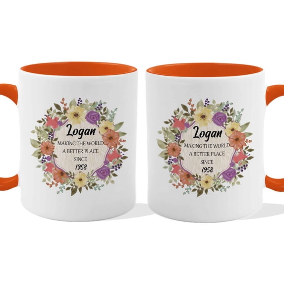 Customizaholic Personalized Floral Birthday Mug – Custom Name “Making the World a Better Place Since” Year Coffee Mug Gift
