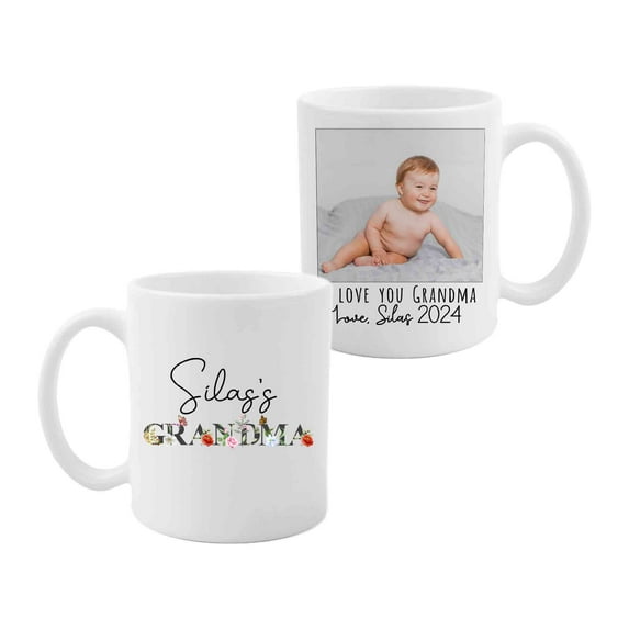 Customizaholic Personalized Gifts For Grandma, Custom Photo Mug, Grandma Coffee Mug, Grandma Mug, Flower Mug, Custom Coffee Mugs, Mothers Day Mug