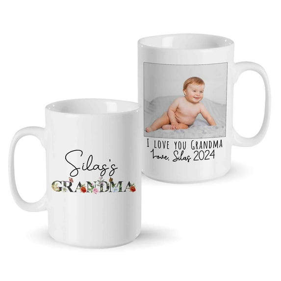 Customizaholic Personalized Gifts For Grandma, Custom Photo Mug, Grandma Coffee Mug, Grandma Mug, Flower Mug, Custom Coffee Mugs, Mothers Day Mug