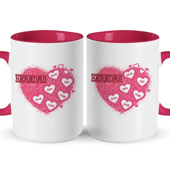 Customizaholic Personalized Grandma Heart Mug - Custom Grandkids Names Artwork, Meaningful Family Keepsake Gift