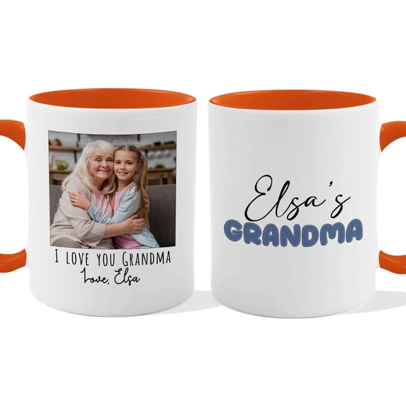 Customizaholic Personalized Grandma Photo Mug with Custom Name – Accent Coffee Mug, Heartfelt Gift from Grandchild