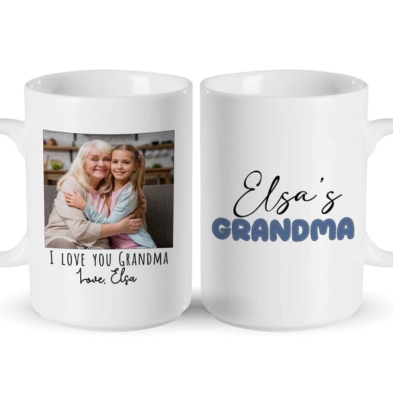 Customizaholic Personalized Grandma Photo Mug with Custom Name – Accent Coffee Mug, Heartfelt Gift from Grandchild