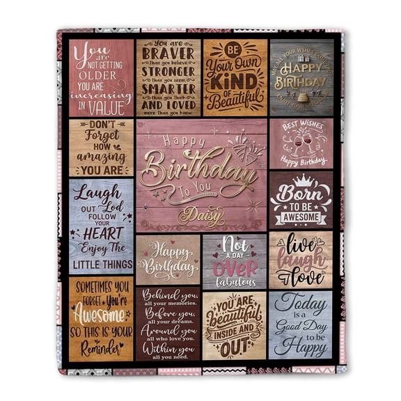 Customizaholic Personalized Happy Birthday Inspirational Quotes Soft Fleece Throw Blanket for Women Girls Custom Name