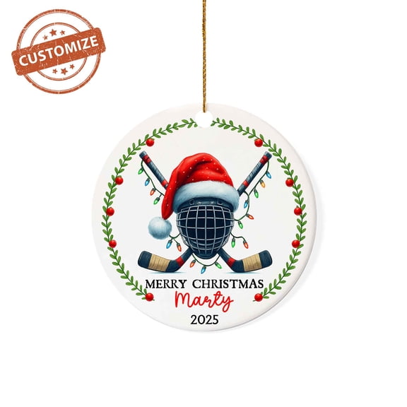 Customizaholic Personalized Hockey Ornament – Custom Name Christmas Gift for Players and Fans, Goalie Mask Holiday Decoration 2025