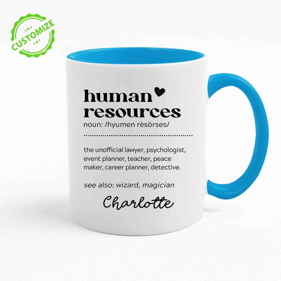 Customizaholic Personalized Human Resources Mug – Custom Name HR Definition Cup – Funny HR Gift for Office, Coworker, Manager, or Team Member